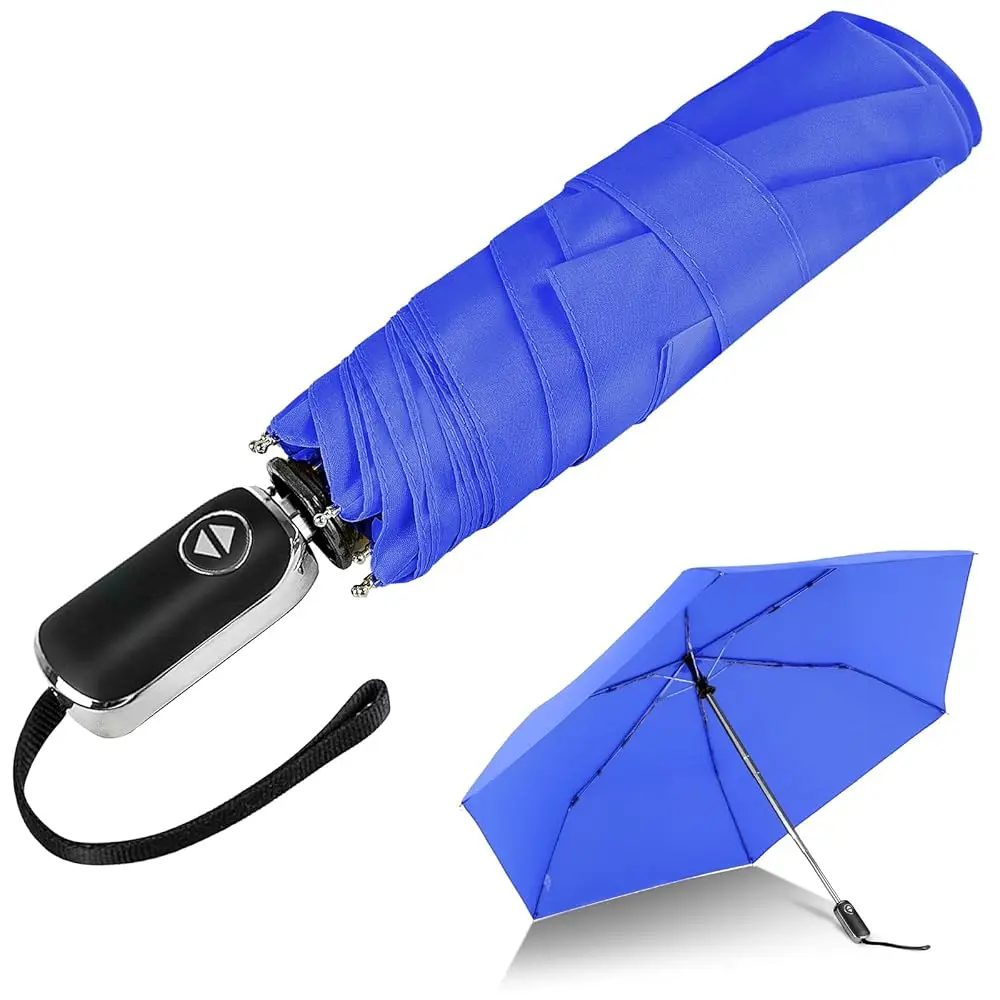 

Compact Travel Umbrella for Purse - Flat Handle, Waterproof for Light Rain