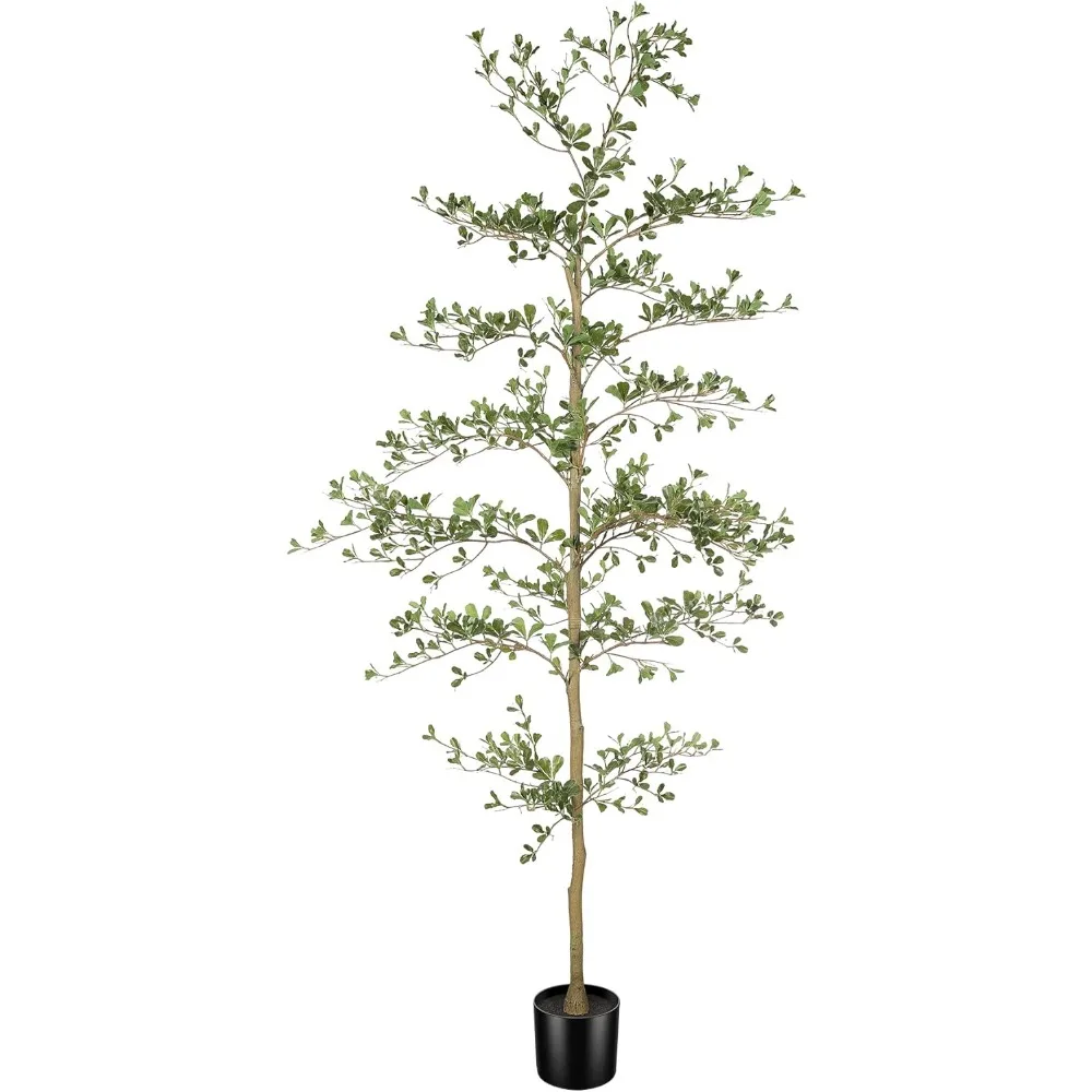 

Black Olive Tree 7 Feet - Fake Black Olive Tree, Natural Trunk and Realistic Leaves - Modern Artificial Sunshade Tree