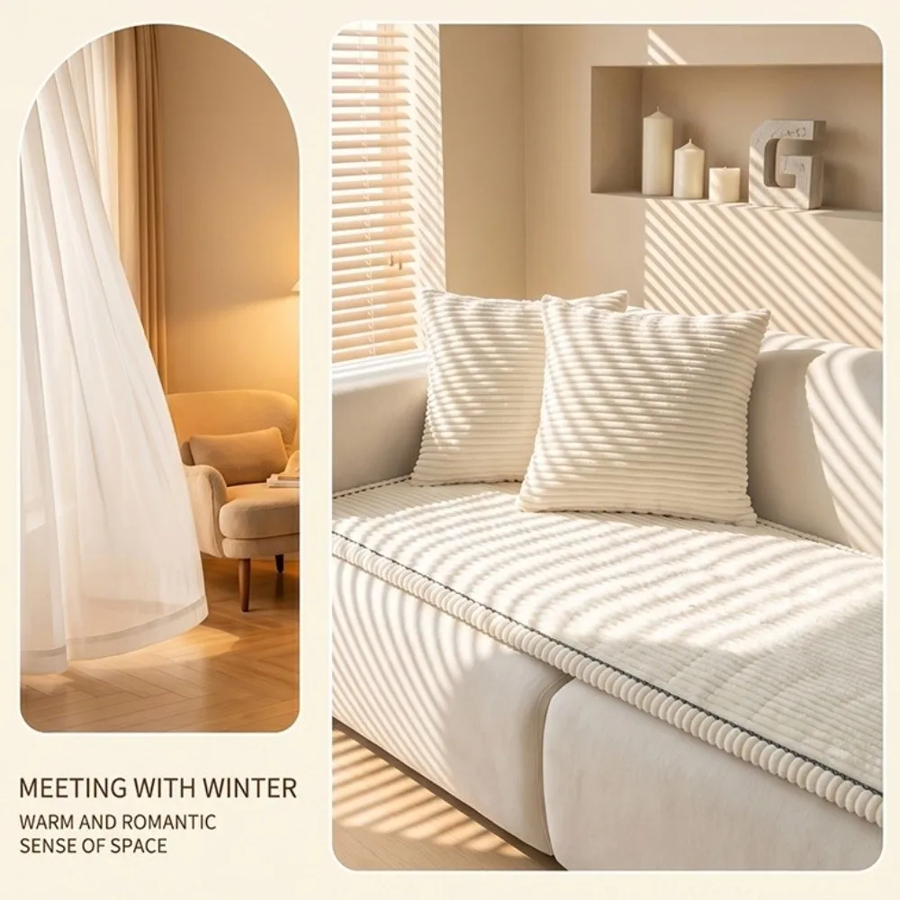 New Soft Thick Pet Couch Cover Fuzzy Surface Washable Sofa Slipcover White Coffee Non-Slip Sofa Cover Pad for Dogs Cats