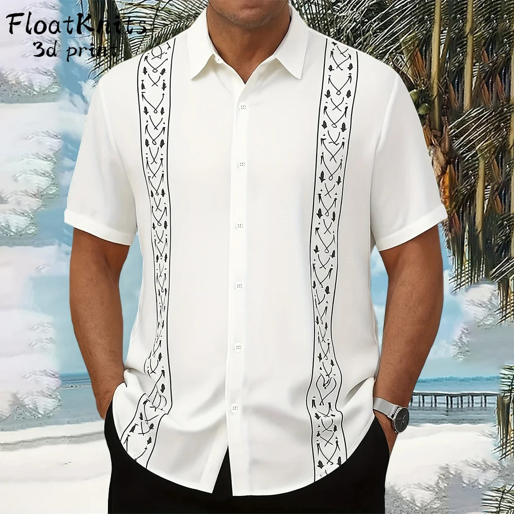 

Casual Patterned Shirt for Vacation Men's Clothing Summer Beach Shirts for Men Lapel Shirts for Man Fashion Men Clothing Tops