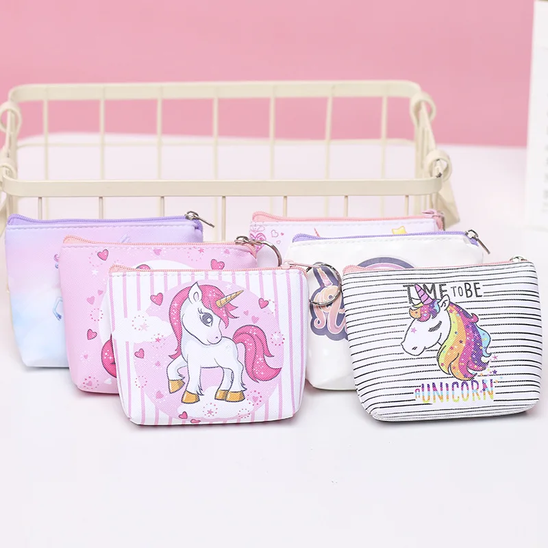 Women Girl Unicorn Printing Mini Portable Bags Coin Purse Card Holder Wallet Key Pouch Make up Cartoon Bag