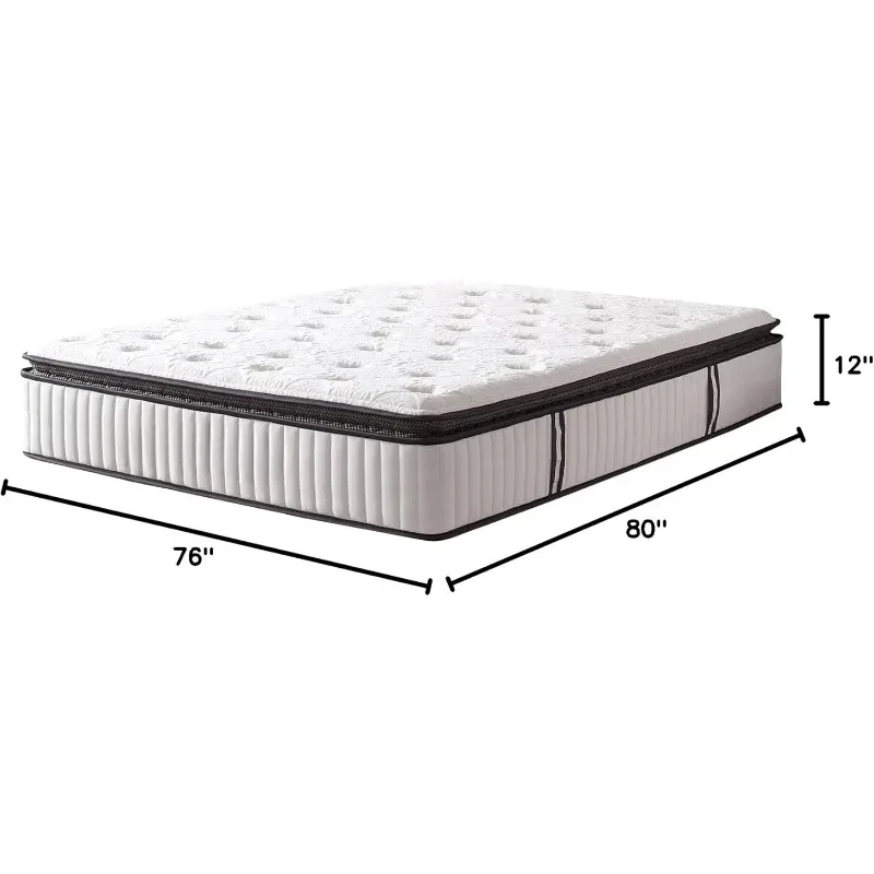 King Size Matratze, Pillow Top Cold Gel Memory Foam Hybrid Matratze zur Linderung von Rückens ch merzen, mittel fest