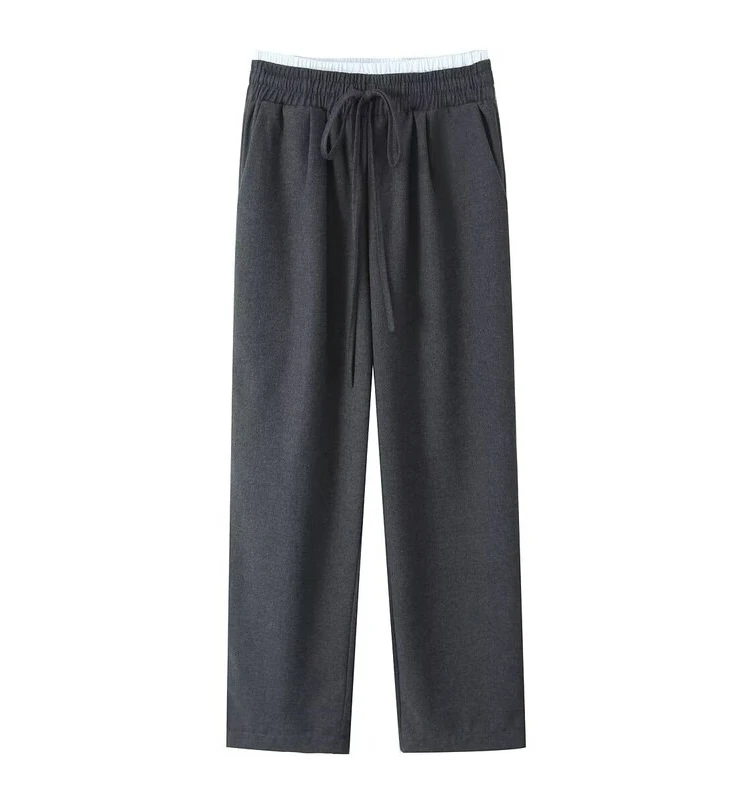 

Casual Sle Women's High Waist Wide Leg Pants Double Layer Waist Body Match All Seasons Faion 9702 802