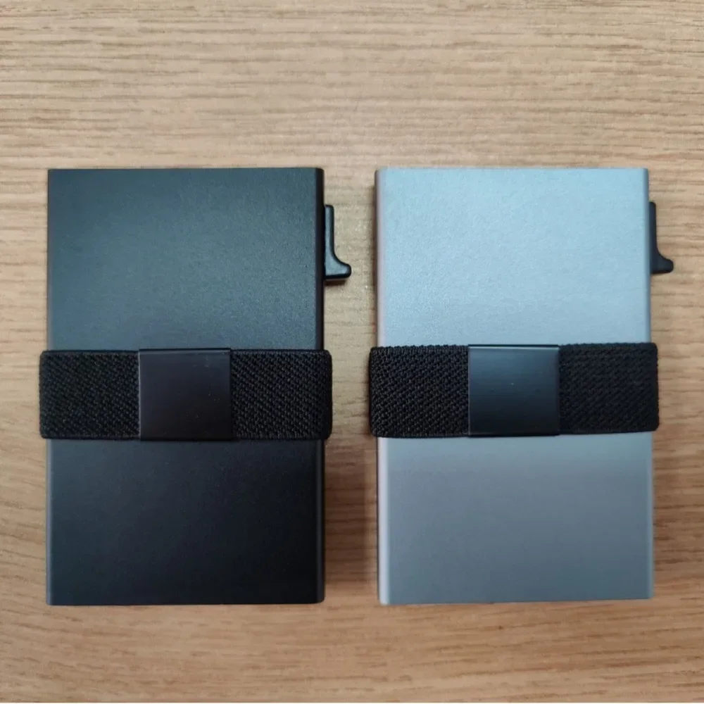 Credit Card Holder Men Minimalistic Wallet Aluminium  Automatic Pop Up Metal Case Rfid Wallets with Cash Band Credit Cardholder