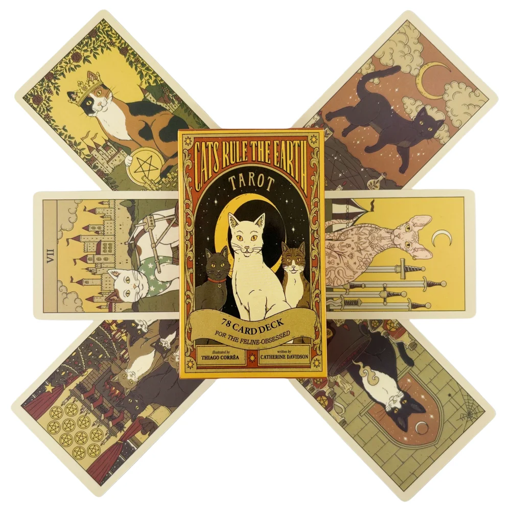 Cats Rule The Earth Tarot Cards Classic Wisdom Divination Visions Oracle Board Games Deck Party Playing Edition