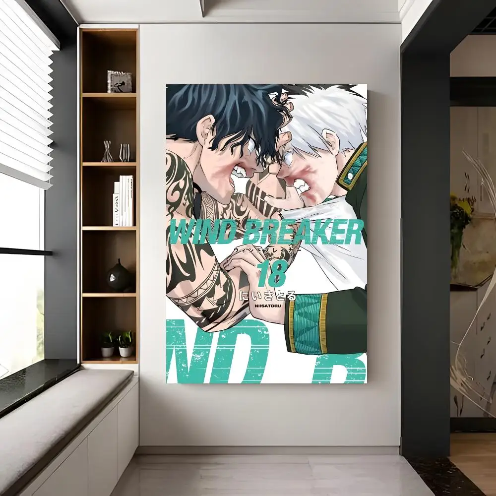 Action Anime W-wind Breaker Poster Trendy Aesthetic Self-Adhesive Wall Poster Room Decor for Bedroom & Dorm