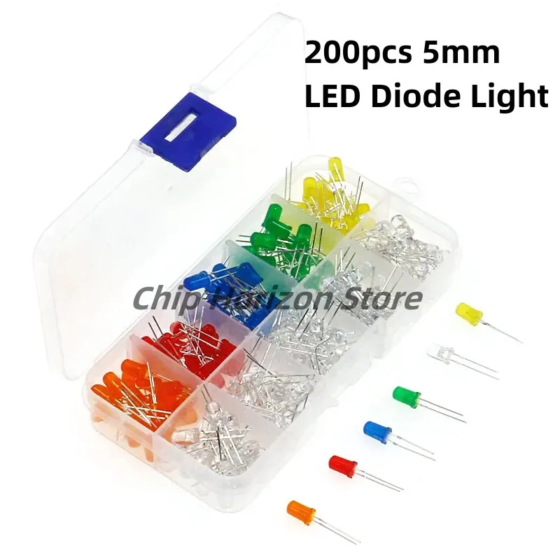 

200 шт. 5 мм светодиодный диод круглый яркий белый желтый красный зеленый синий ассортимент набор DIY коробка