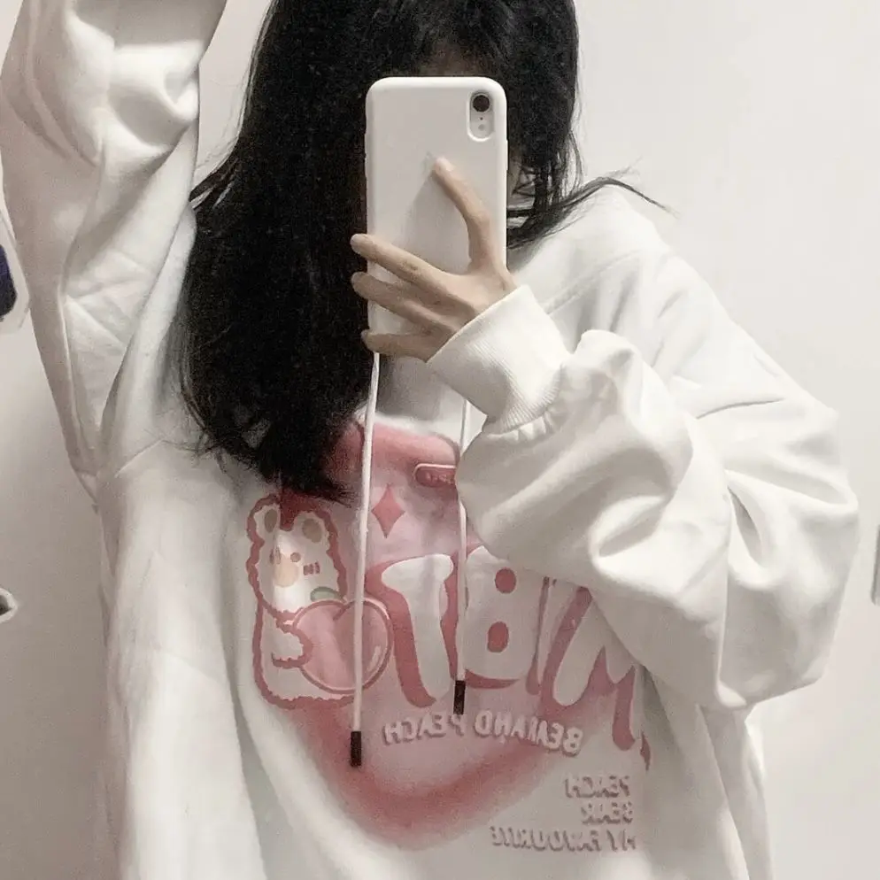 Hooded Black Hoodies Clothing Woman Winter Longsleeve Female Autumn Gothic Shoujo Downtown Street Wear Emo Lady Fur Poleron