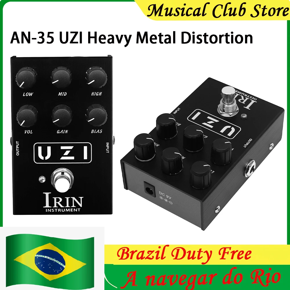 

IRIN AN-35 UZI Heavy Metal Distortion Guitar Pedal Switch Easily Between British Distortion and American Distortion by BIAS Knob