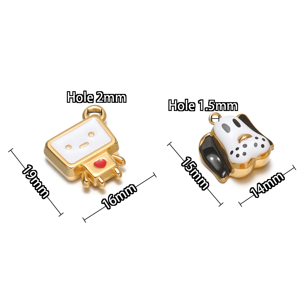 4 Stück Edelstahl-Emaille-Anhänger mit Cartoon-Hund- und Roboter-Motiv, DIY-Schmuckzubehör für Kinderarmbänder, Halsketten und Ohrringe – Detail 3