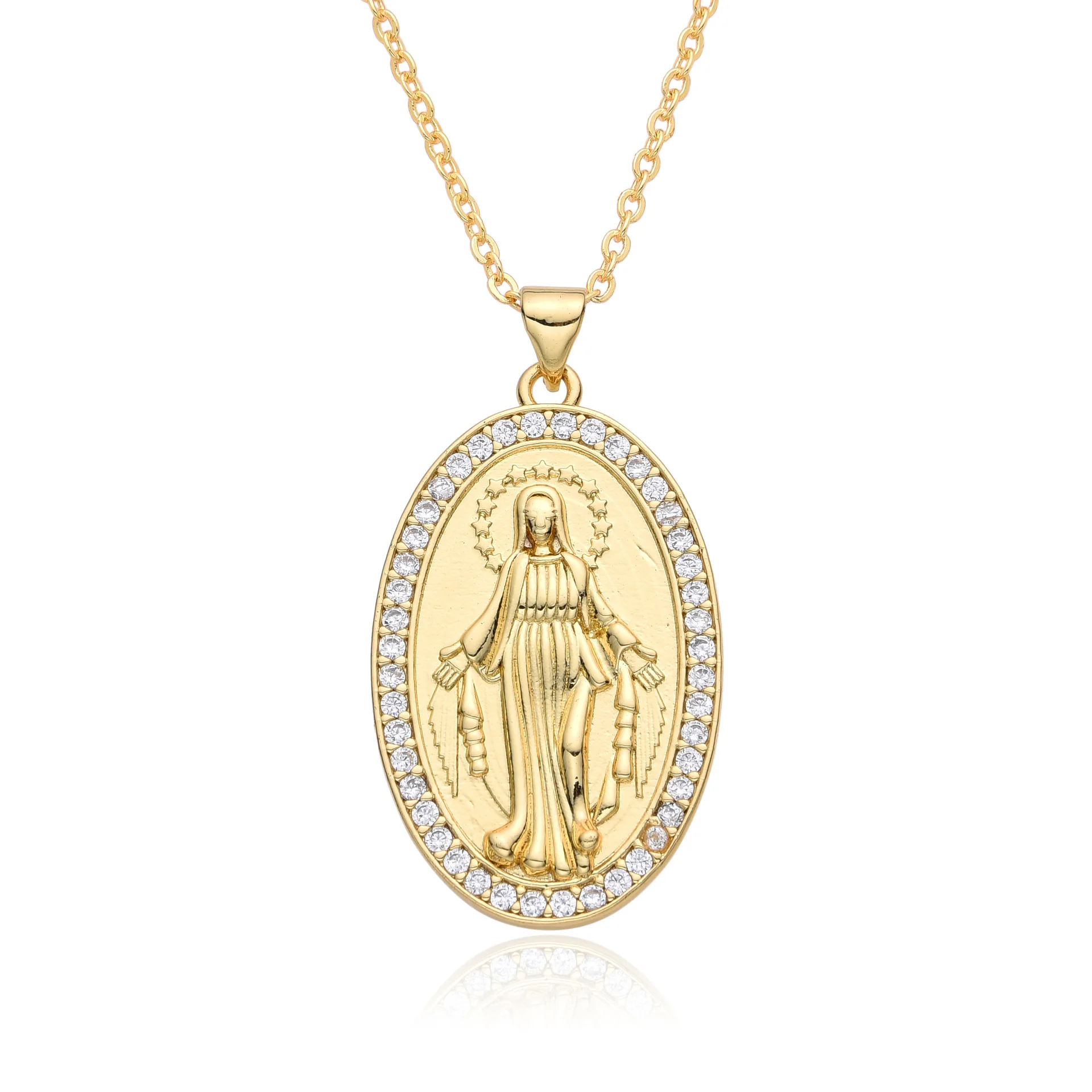 

European and American fashion hot selling micro-inlaid jewelry Virgin Mary pendant religious jewelry necklace