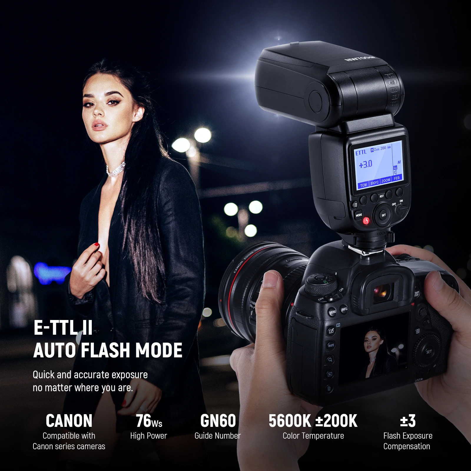 NEEWER NW700 Flash GN60 TTL Speedlite compatibile con fotocamere DSLR Canon, funzione TCM, Flash a piena potenza 230