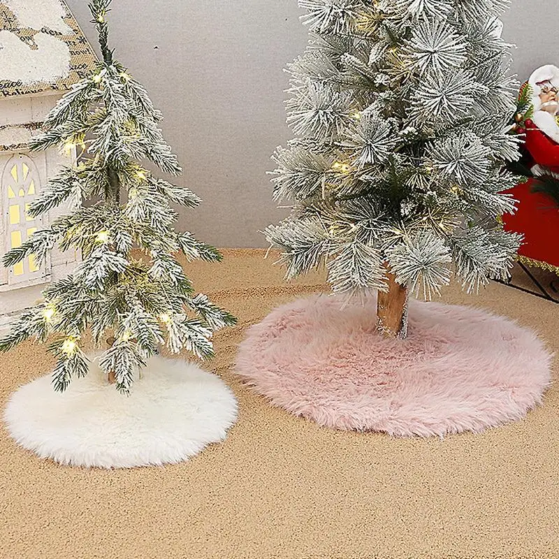 Large Christmas Tree Skirt Double Layers Plush Christmas Tree Decoration Large Rustic Floor Mat Holiday Party Decorations For