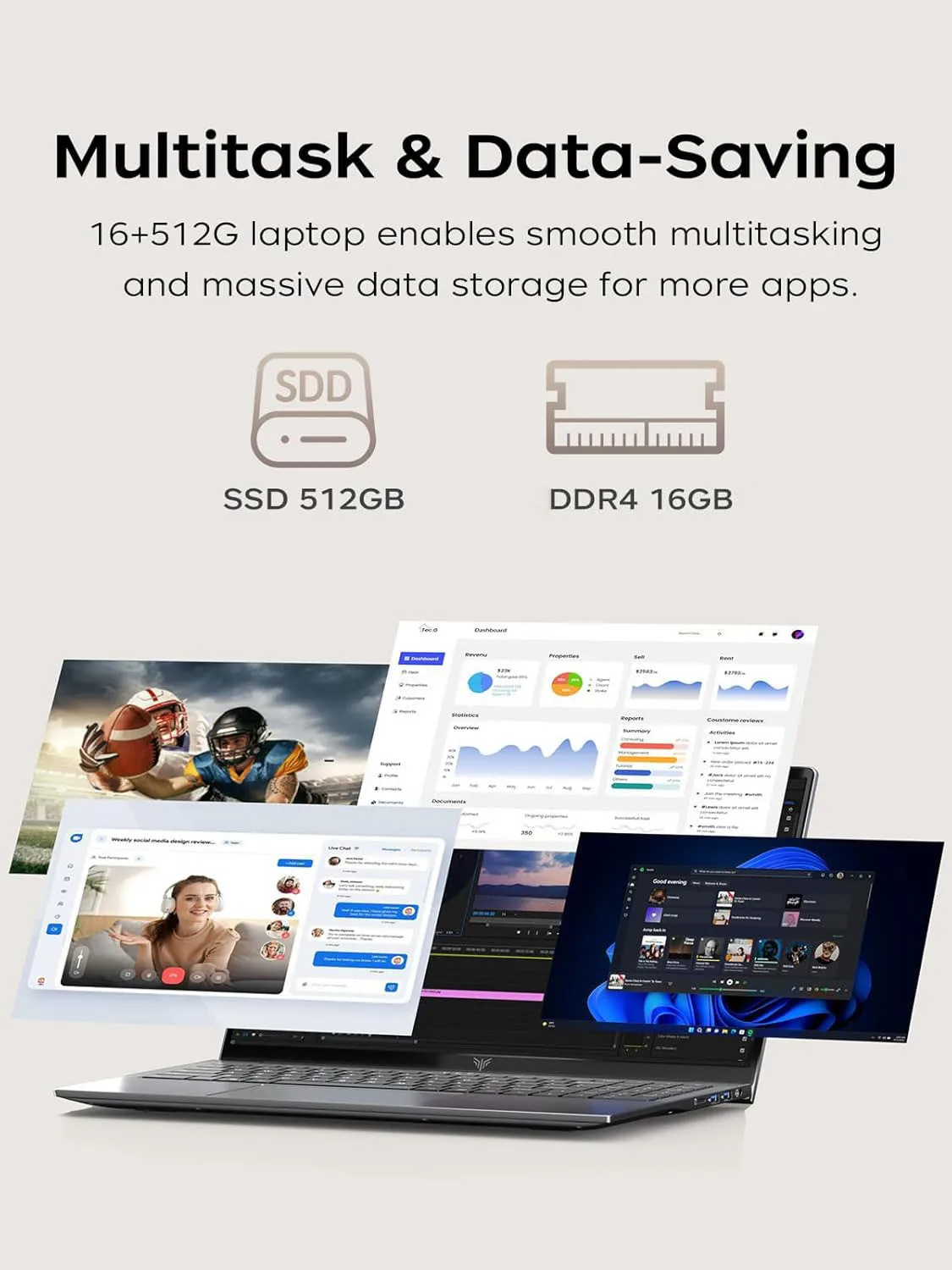 Laptop ACEMAGIC AX18PRO de 18.5 pulgadas FHD, AMD Ryzen 5 7430U, 16GB RAM, 512GB SSD, Windows 11 Pro, Notebook 180 ° Computadora Plegable Wifi6 BT5.2