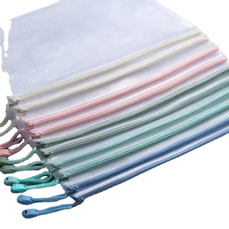 A4 File Bags Transparant Raster Rits Bestand Student Briefpapier Grote Capaciteit Carry Opbergtas Office Learning Business Benodigdheden