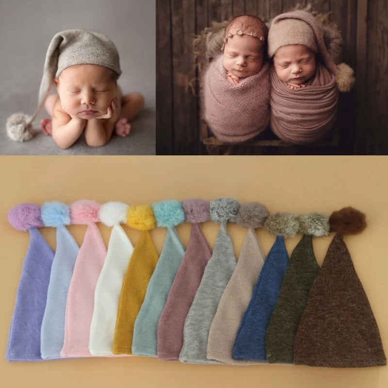 Newborn Hat Photography Props Knit Fur Ball Beanie Hat Baby Photo Studio Photography Props Cap  Baby  Hat