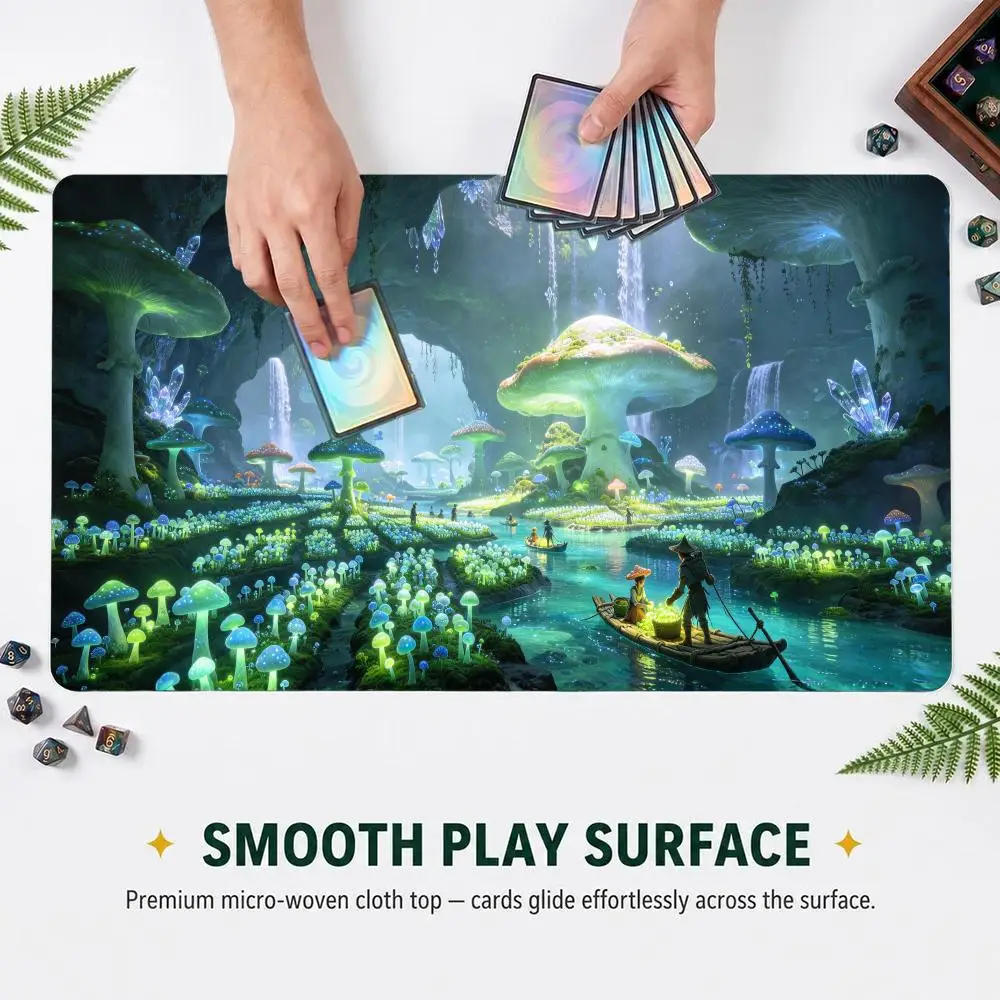 Fantasy River Boat TCG Gaming Mouse Pad Extended Card Desk Mat Stitched Edge Non‑Slip Keyboard Mat For Home Office CP Game Mat