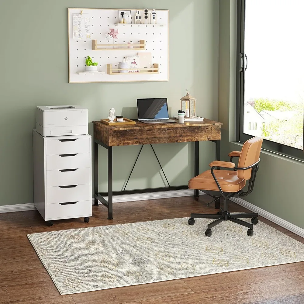 40“ Small Desk for Bedroom, Computer Desk with Drawers, Home Office Desk with Storage, Vanity Desk