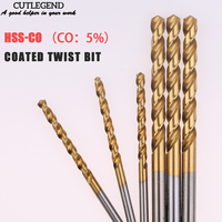 5PCS 10PCS 1.0-13.0mm HSS M35 Drill Bit Titanium Coated High Speed Steel Twist Drill Bits For Metal Woodworking Drilling Tools