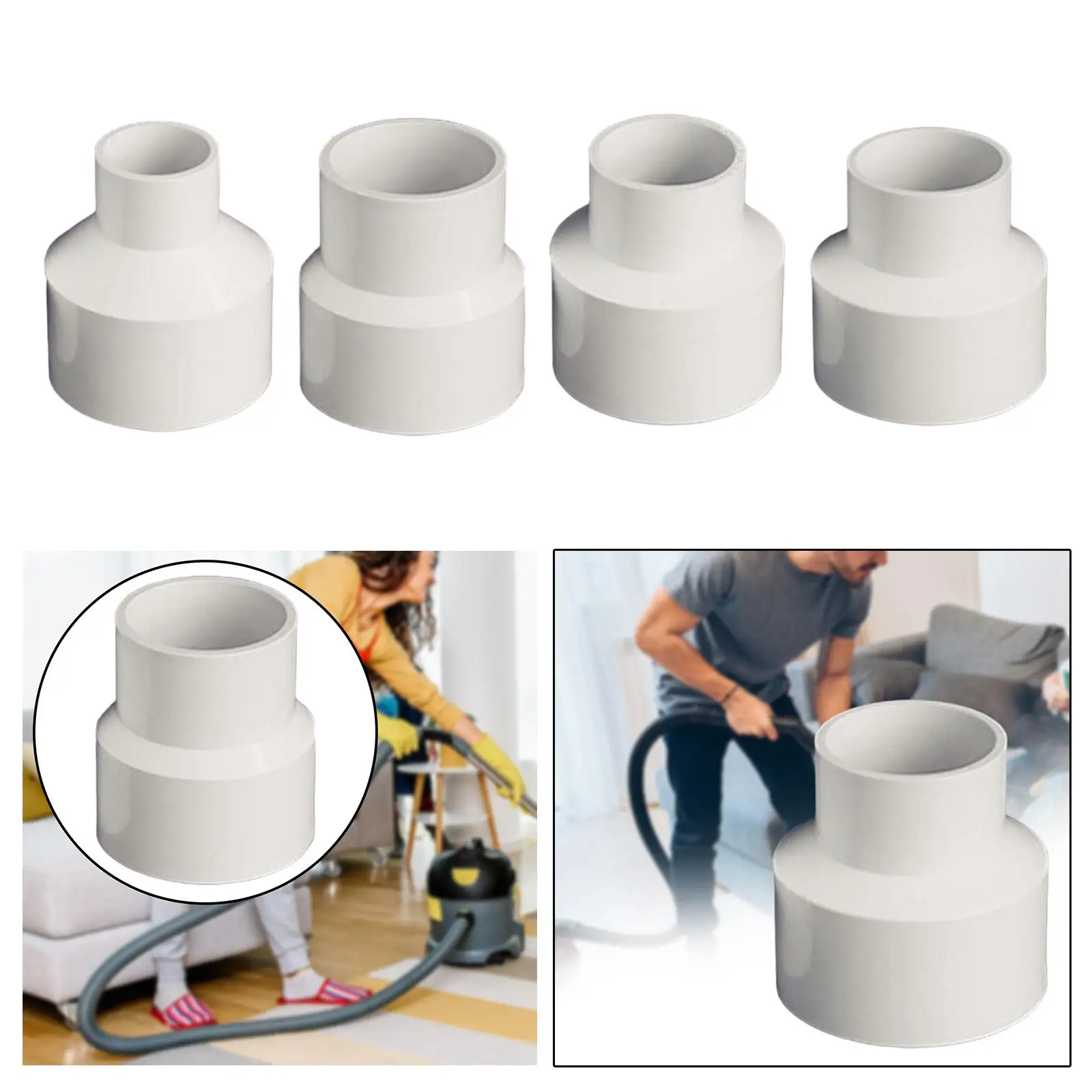 PVC Dust Collection Pipe Connector Vacuum Hose Adapter Reducer for Cyclone Separator Industrial Cleaner Workshop Extraction