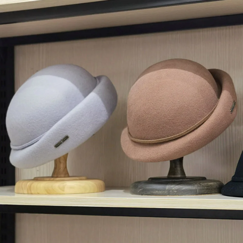 100% wełniane czapki dla kobiet francuski styl Beret kapelusz ciepła zimowa czapka typu Beanie damski impreza wyścig sukienka kapelusz do kościoła fascynator Vintage kapelusz