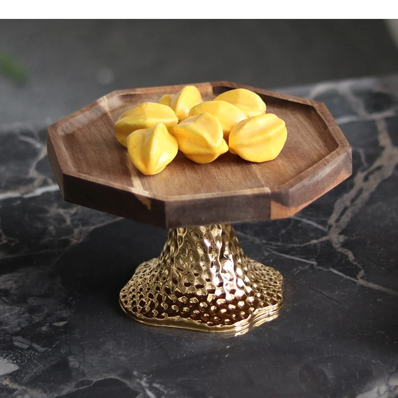 Solid Wood Hexagonal Fruit Tray Storage Trays Desktop Small Items Organizer Rack Fruit Plate Ornaments Room Aesthetic Decor
