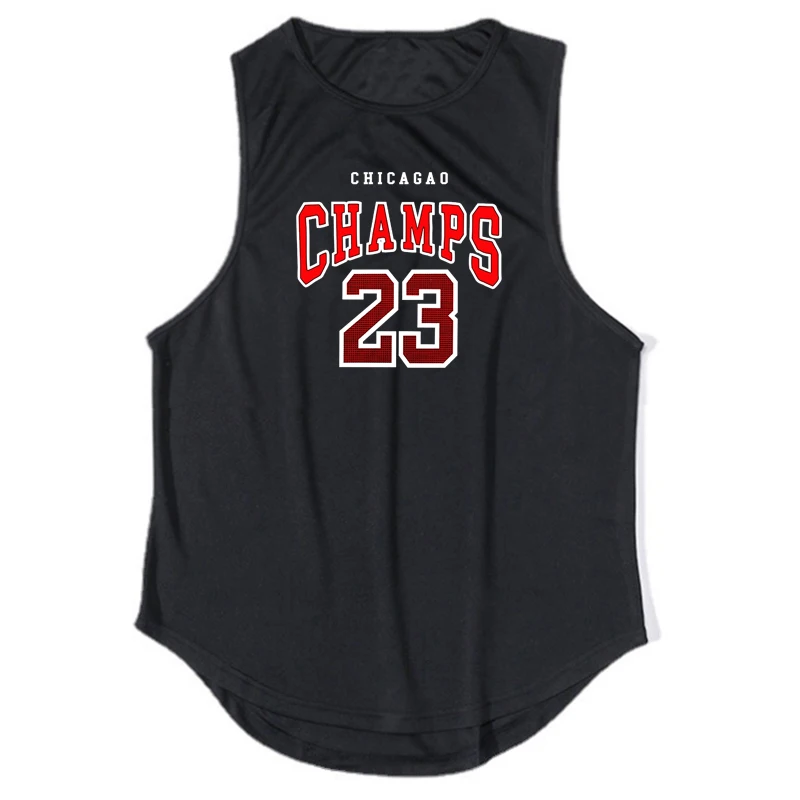 Chicago Champs NO. 23 USA City Team Fitness Tank Top Mens Gym Clothing Mesh Quick Dry Casual Sports Sleeveless Basketball Jersey