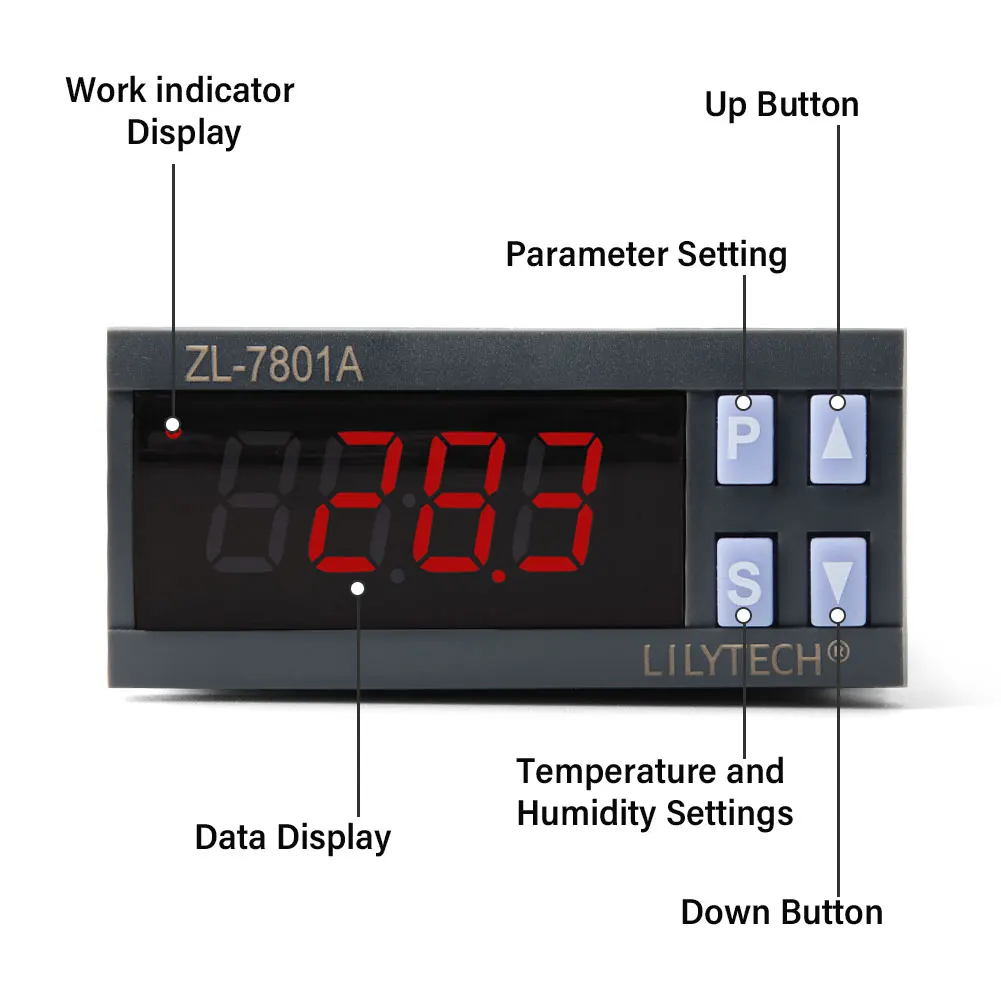 ZL-7801A Digital Temperature and Humidity Controller AC100 ~ 240V Incubator Controller for Incubator Climate,Chamber,Warehouse