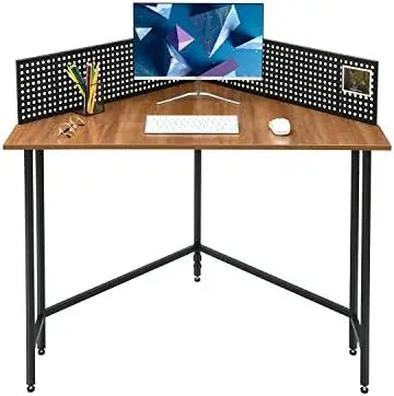 

Computer Desk Industrial Corner Table for Small Spaces Home Office Workstation Study Writing Desk, Walnut Oak