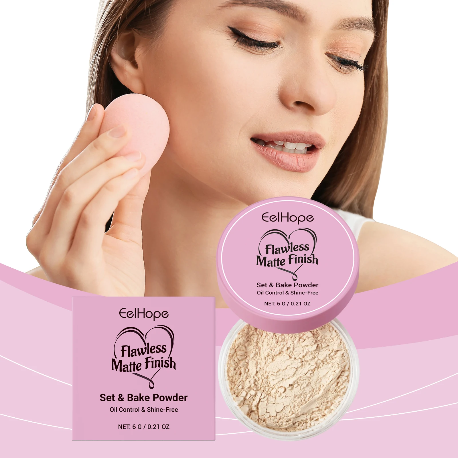 Eelhope Oil Control Setting Powder - Lightweight & Breathable Formula for a Matte Finish, Natural Non-Greasy Face Powder