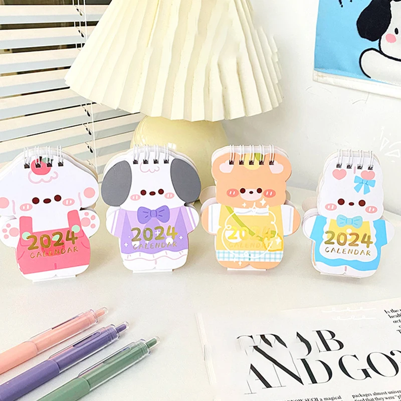 ミニデスクトップノートカレンダー、かわいい漫画、繊細、更新、本、オフィス、学用品、アクセサリー、1個、2024