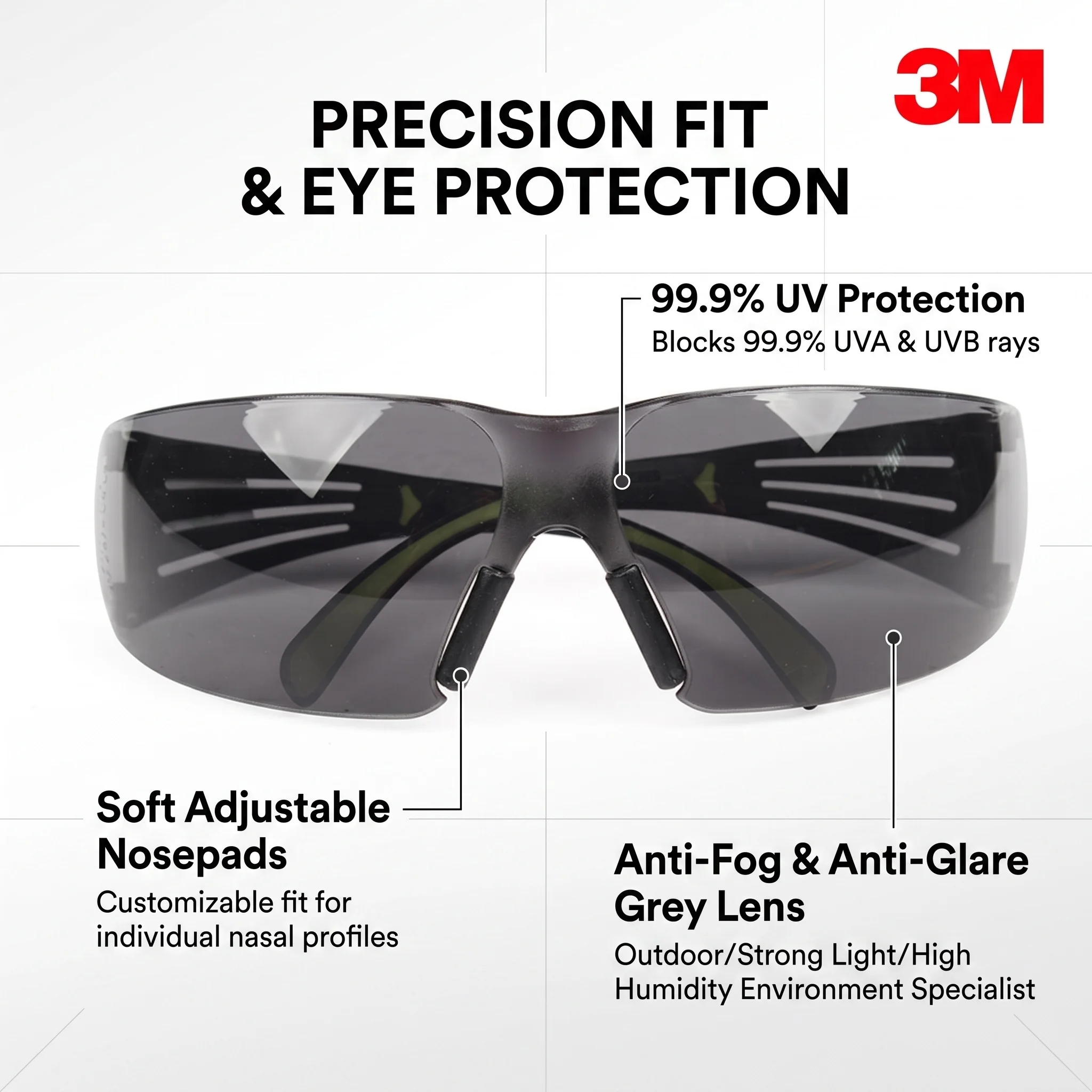 3M SF402AF Safety Glasses ANSI Z87.1 Clear Goggles Construction Work Glasses Protection Industrial PPE Lentes De Seguridad