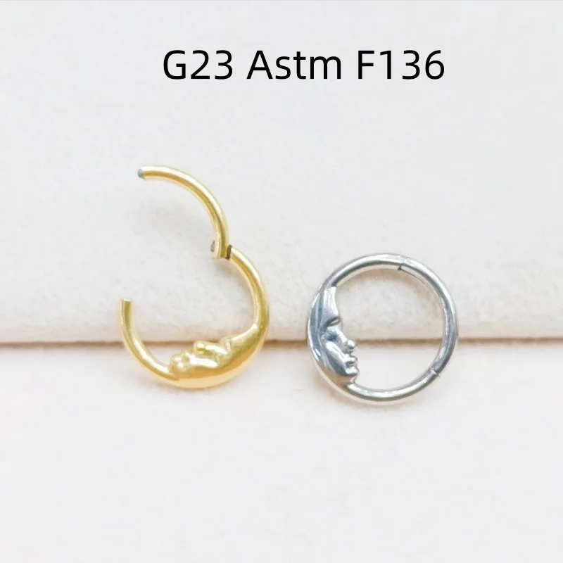 

10pcs G23 ASTM F136 Titanium Moon Nose Hoop Septum Clicker Ring Earring Lip Ear Tragus Helix Cartilage Body Piercing NEW