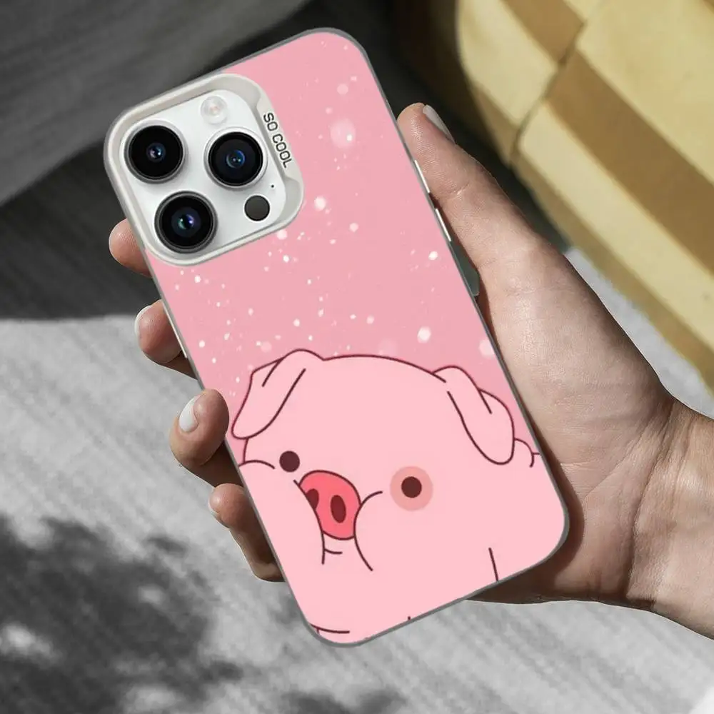 حافظة هاتف كرتونية لطيفة على شكل خنزير وردي لهاتف آيفون 17,16,15,14,13,12,11, Mini,XS,Pro,SE,MAX غطاء أبيض غير لامع مقاوم للصدمات #2