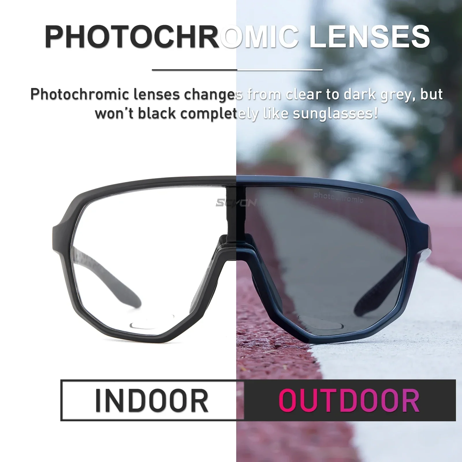 SCVCN Photochromic Cycling Glasses Windproof Outdoor Sports Eyewear Motocross Sunglasses Snowboard Goggles UV400 for Men Women