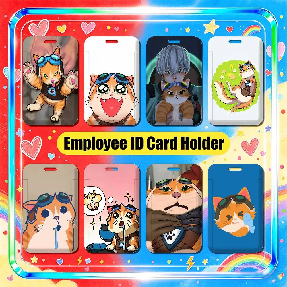For Jetpack Cat Overwatch Employee ID Card Holder Office Work Student Bank Credit Decoration Case Badge