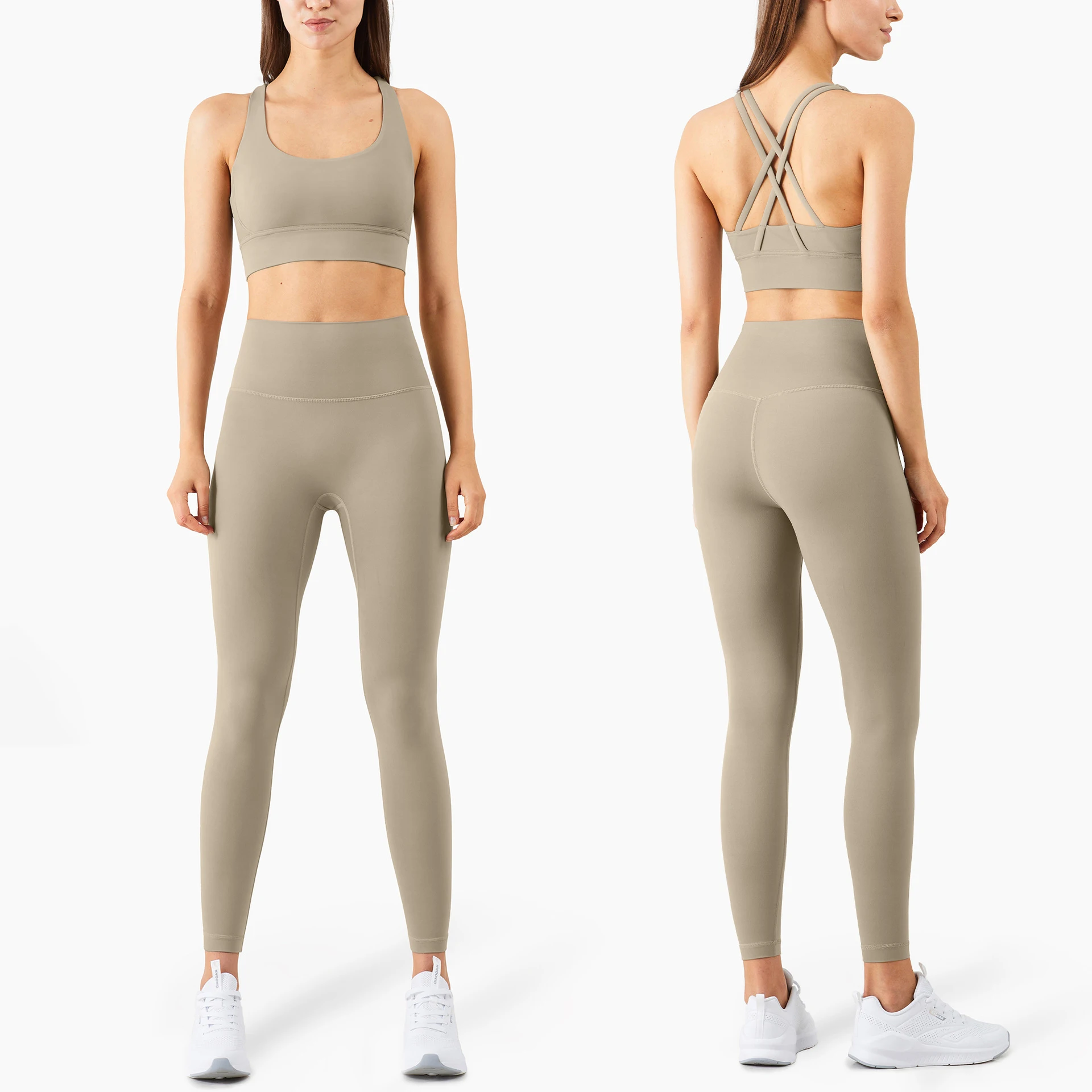 Vnazvnasi-Conjunto de Yoga para mujer, ropa de entrenamiento de 2 piezas, Top corto con espalda cruzada, Sujetador deportivo, Top de Fitness,