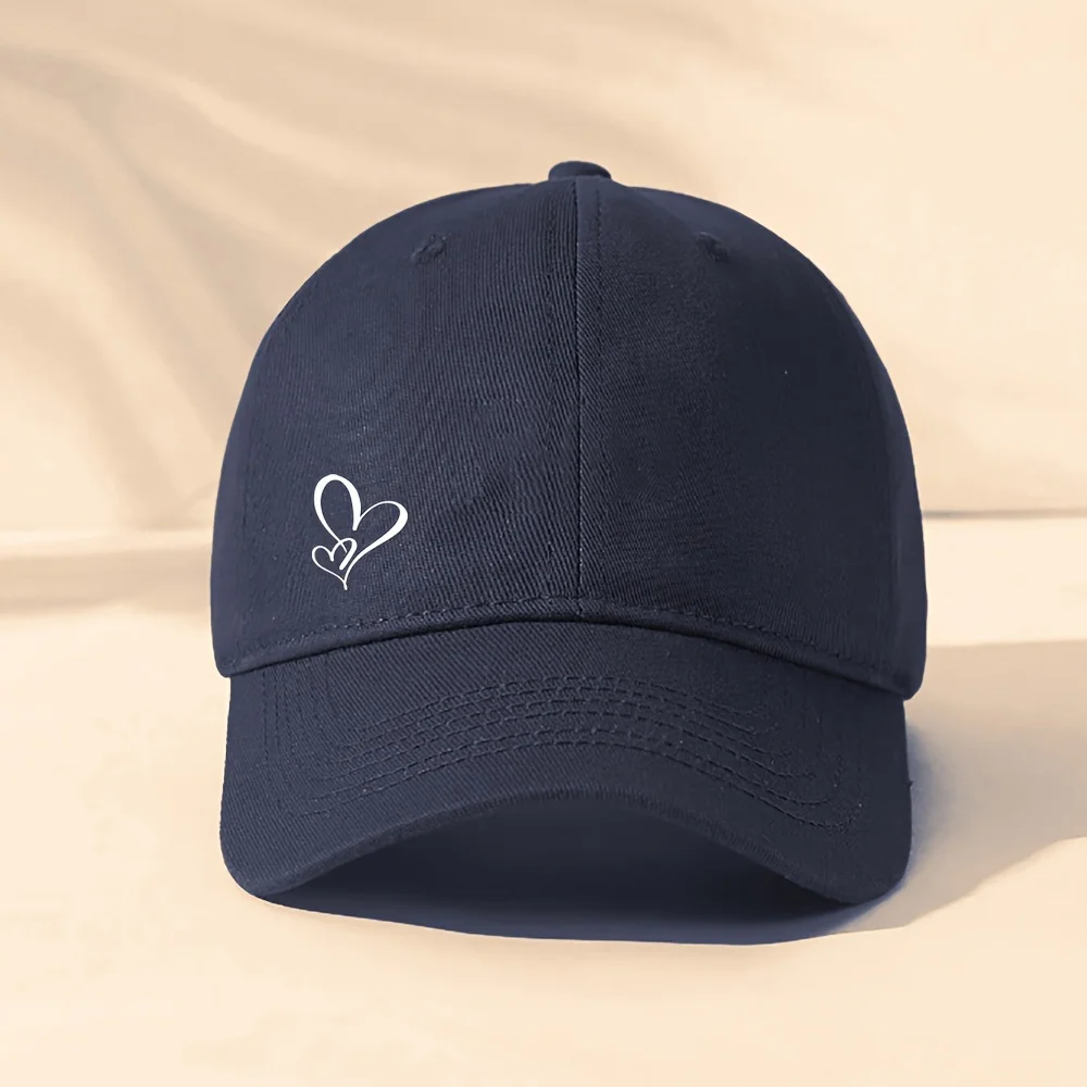 1 piece can be printed baseball cap - beige with white heart, can be snap-button hat, unisex hat, rest style, hand wash or dry wash, rest | fun | durable, Heart Fc products, men's baseball caps, women's hats view 5