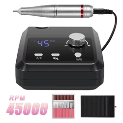 45000RPM Nail Drill Machine Professional Nail Lathe with Large LCD Screen Electric Manicure Polisher Nail Sander Nail Art