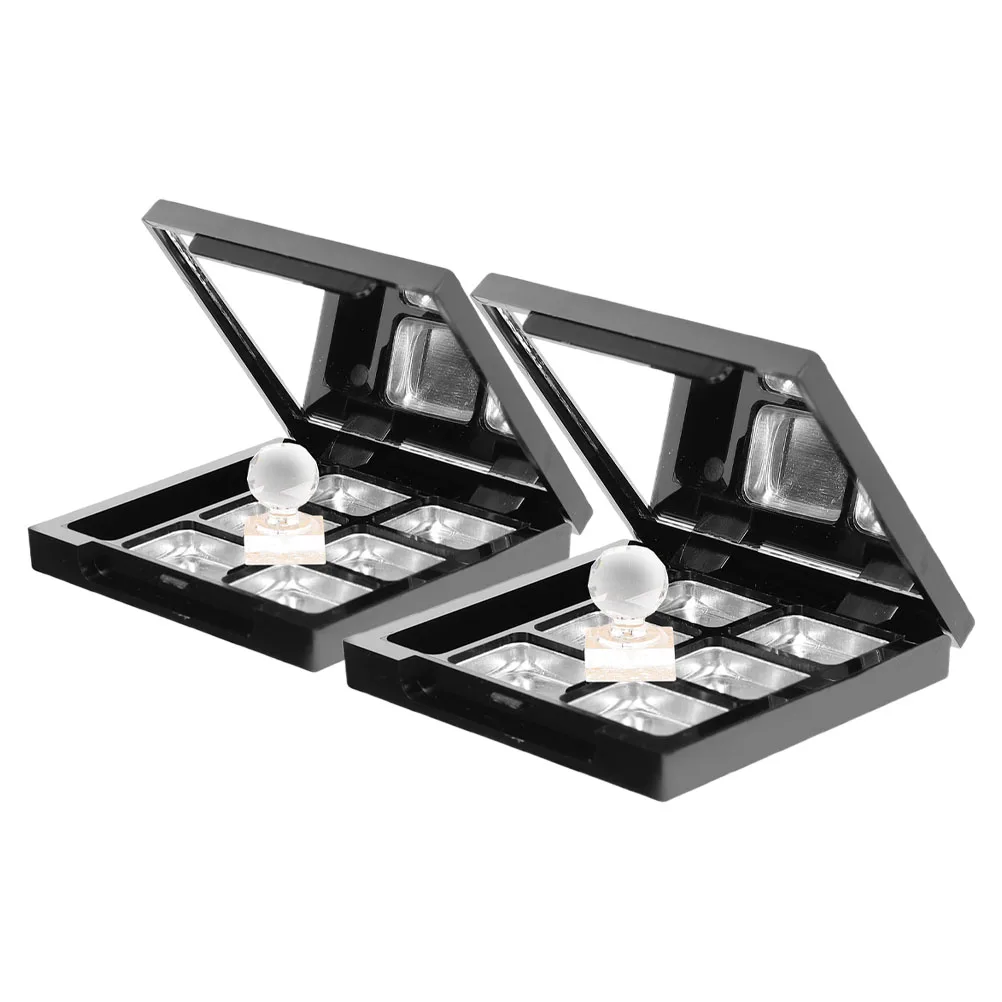 

2 Sets 6-Grid DIY Lipstick Eyeshadow Palette Empty Cases Teardrop Containers Plastic Makeup Holder Brush Slot Multi-Color