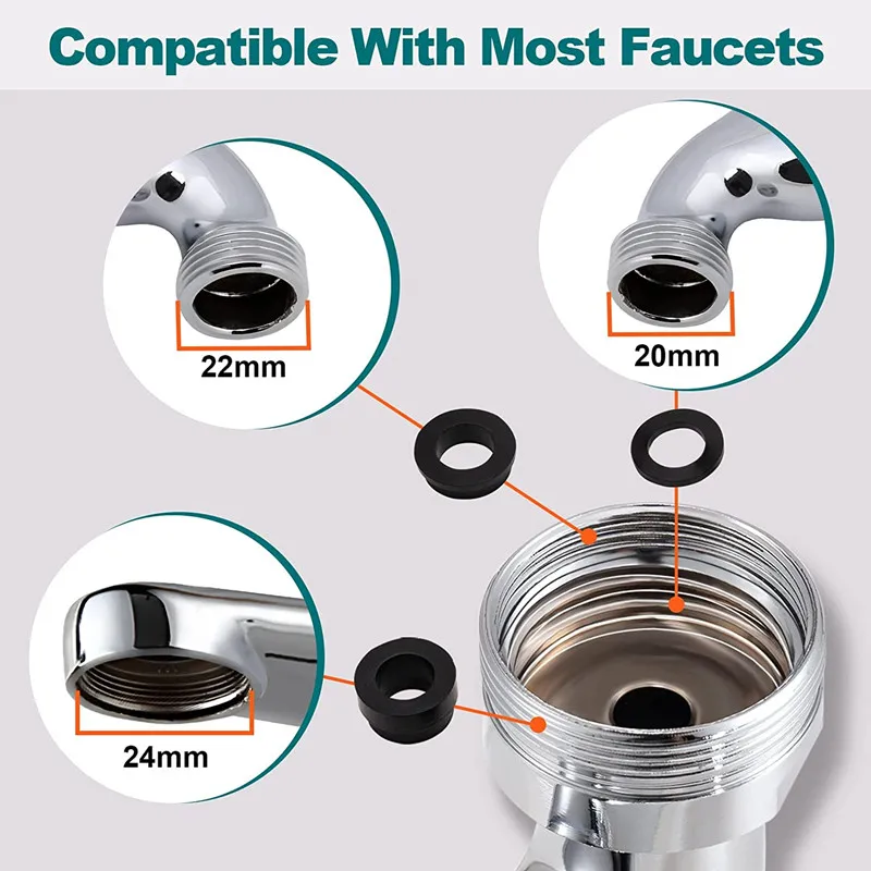 1080° Universal Rotation Faucet Sprayer Head 22/24mm Adaptor Washbasin Faucet Extender Aerator Bubbler Nozzle Kitchen Tap