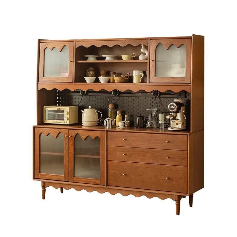 Household, French retro, solid wood integrated dining side cabinet against the wall