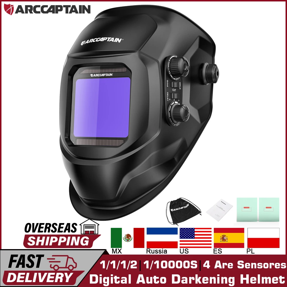 ARCCAPTAIN Welding Helmet Welder Mask Large View True Color Solar Power Auto Darkening Welding Mask For Arc MIG TIG Welder Cut