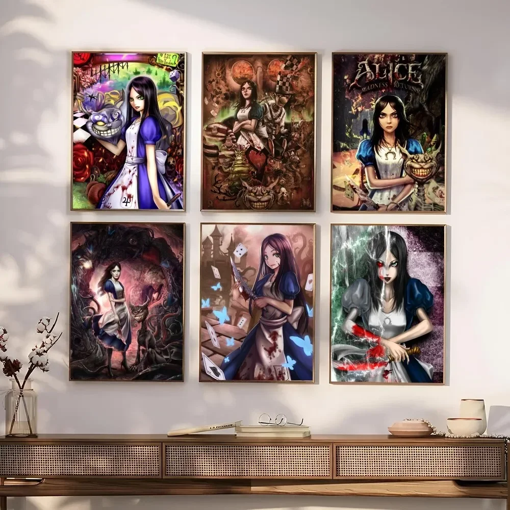 1PC Alice：Madness Returns Retro Print Poster Paper Waterproof HD Sticker Bedroom Entrance Home Living Room Bar Wall Decoration