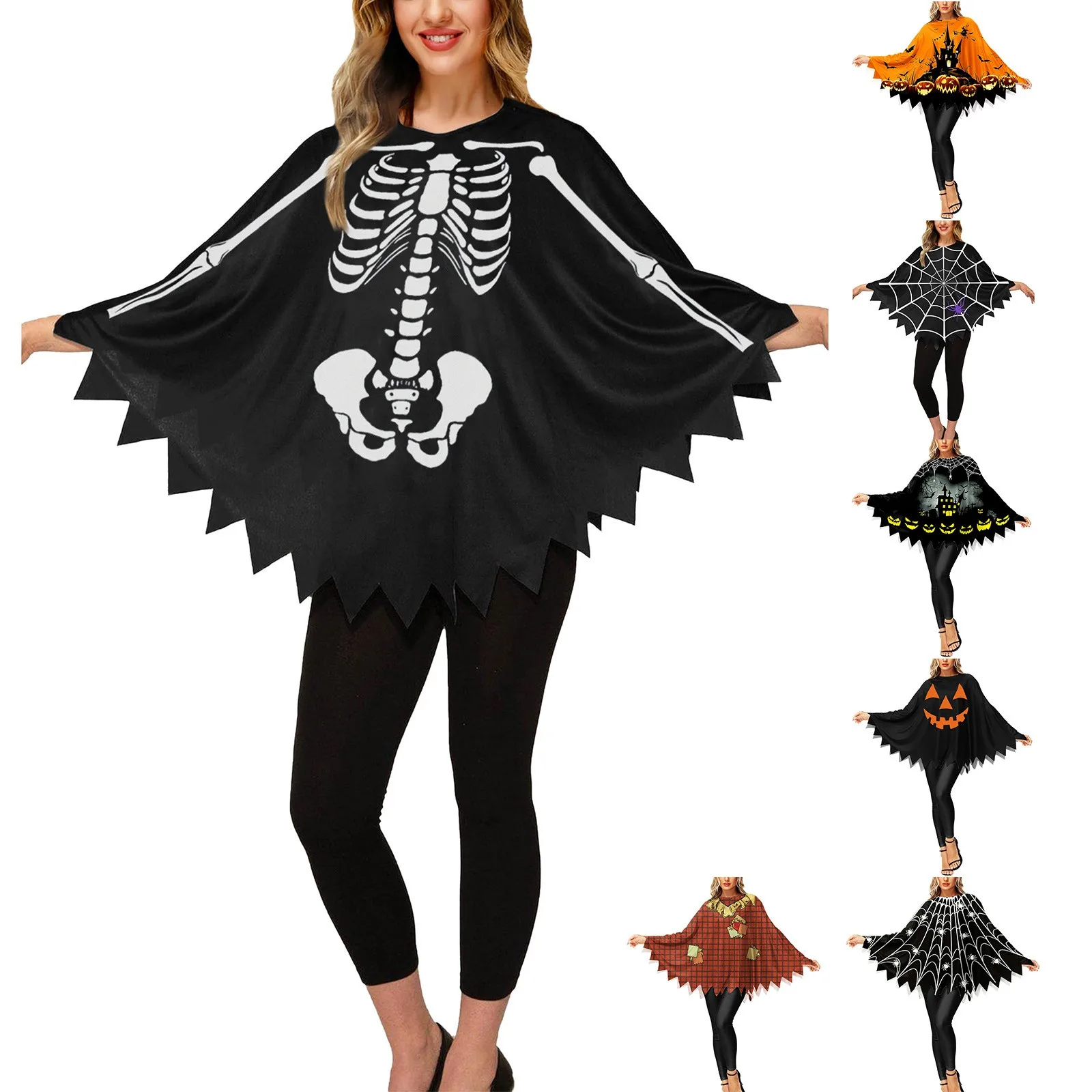 New Gothic Fun Cape Cosplay Costume mantelle Unisex Halloween Pumpkin Spider Ghost Print Costume Dead Party puntelli mantelli 2024