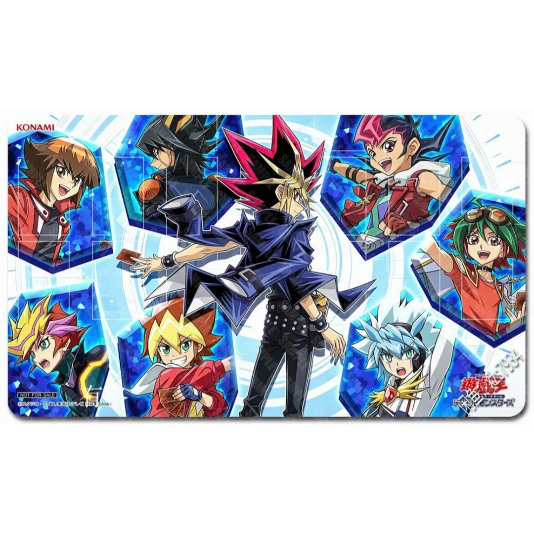 600x350mm Yu-Gi-Oh! Trading Card Playmat Jaden Yuki/Yuma Tsukumo 2mm Seamless Edges Single Rubber Board Game Card Mat Toy Gift