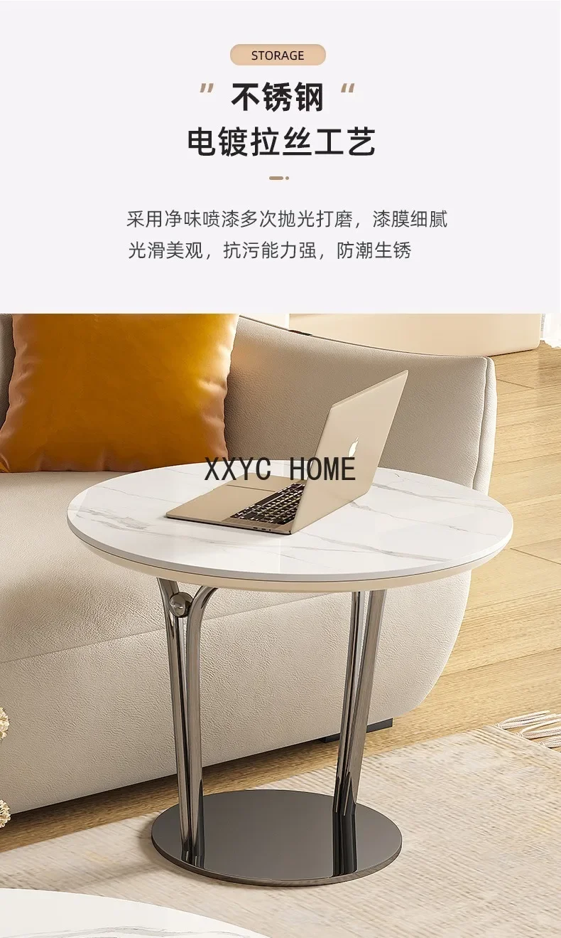 Mesa de centro moderna com placa de pedra, italiana, minimalista, sala de estar, casa, criativa, pequeno, apartamento, combinação redonda