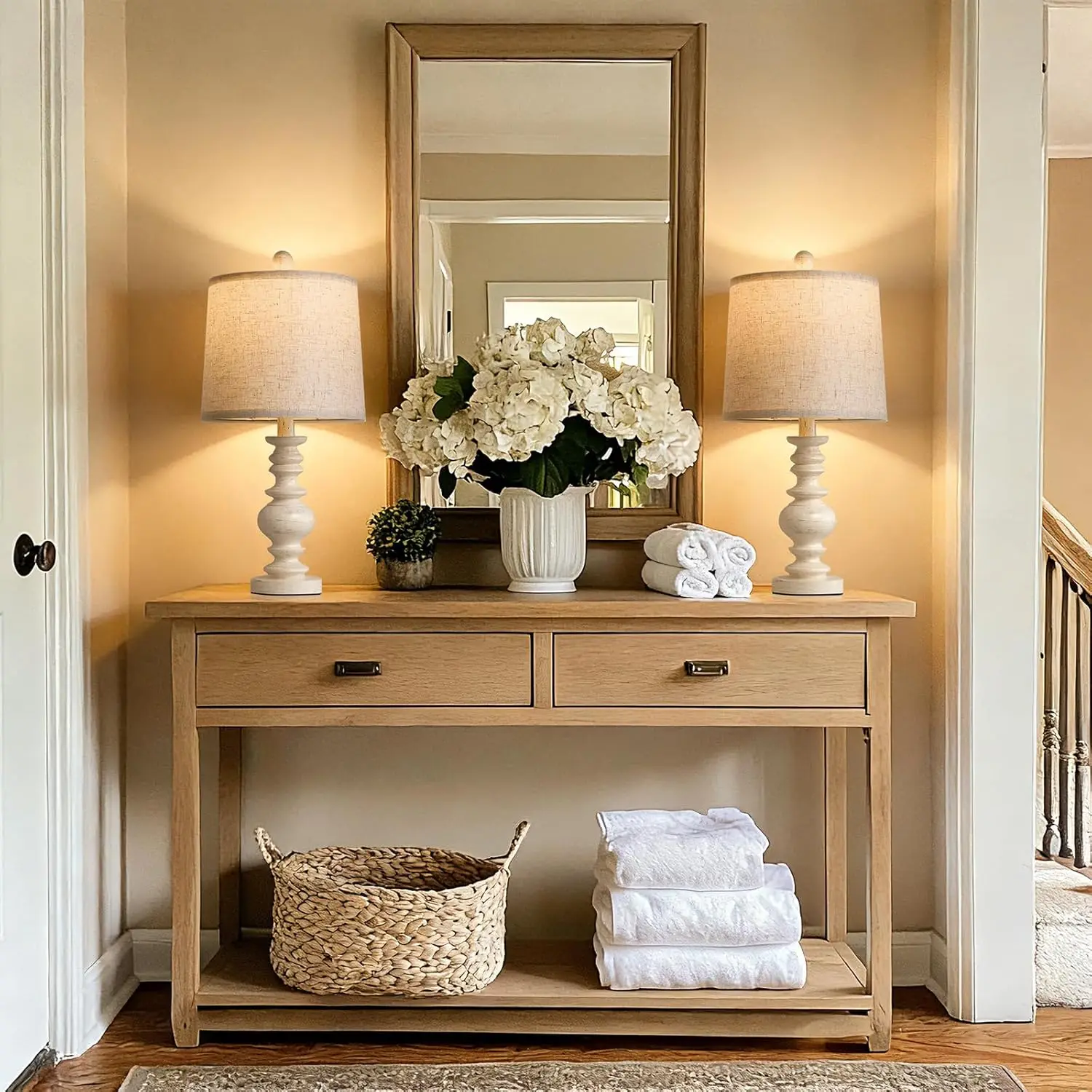 Conjunto de 2 candeeiros de mesa rústicos, estilo fazenda de 20,5" para sala de estar, quarto, decoração de mesa