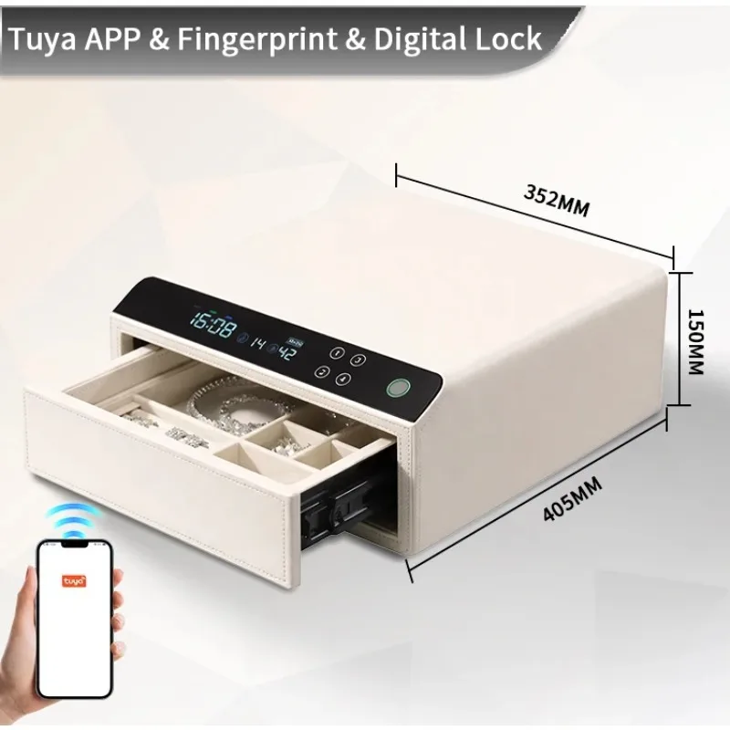 Digital Fingerprint Smart Safe Box Leather Bluetooth Drawer Safe Jewelry Watch Winder Key Safe Box