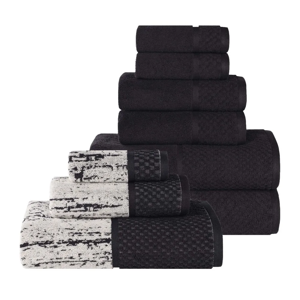 Lodie Cotton 9 Piece Towel Set, Stone-White